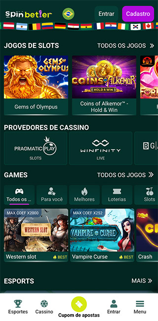 SpinBetter Aplicativo Movel